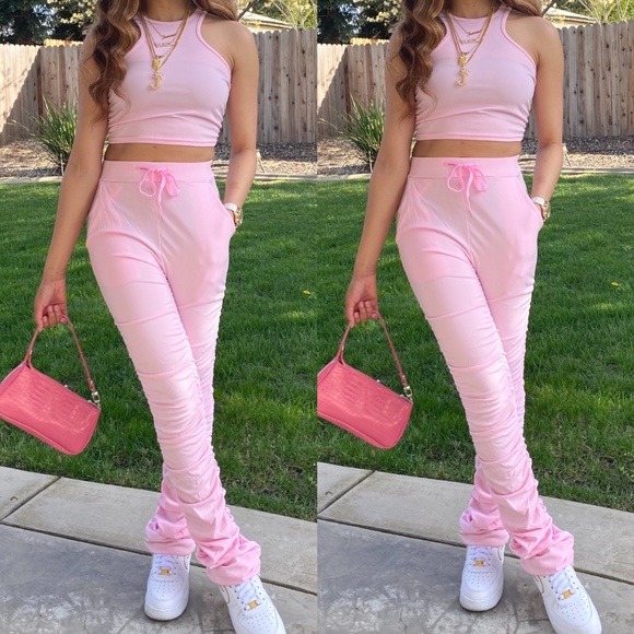 Jumpsuits | Pink Two Piece Pants 